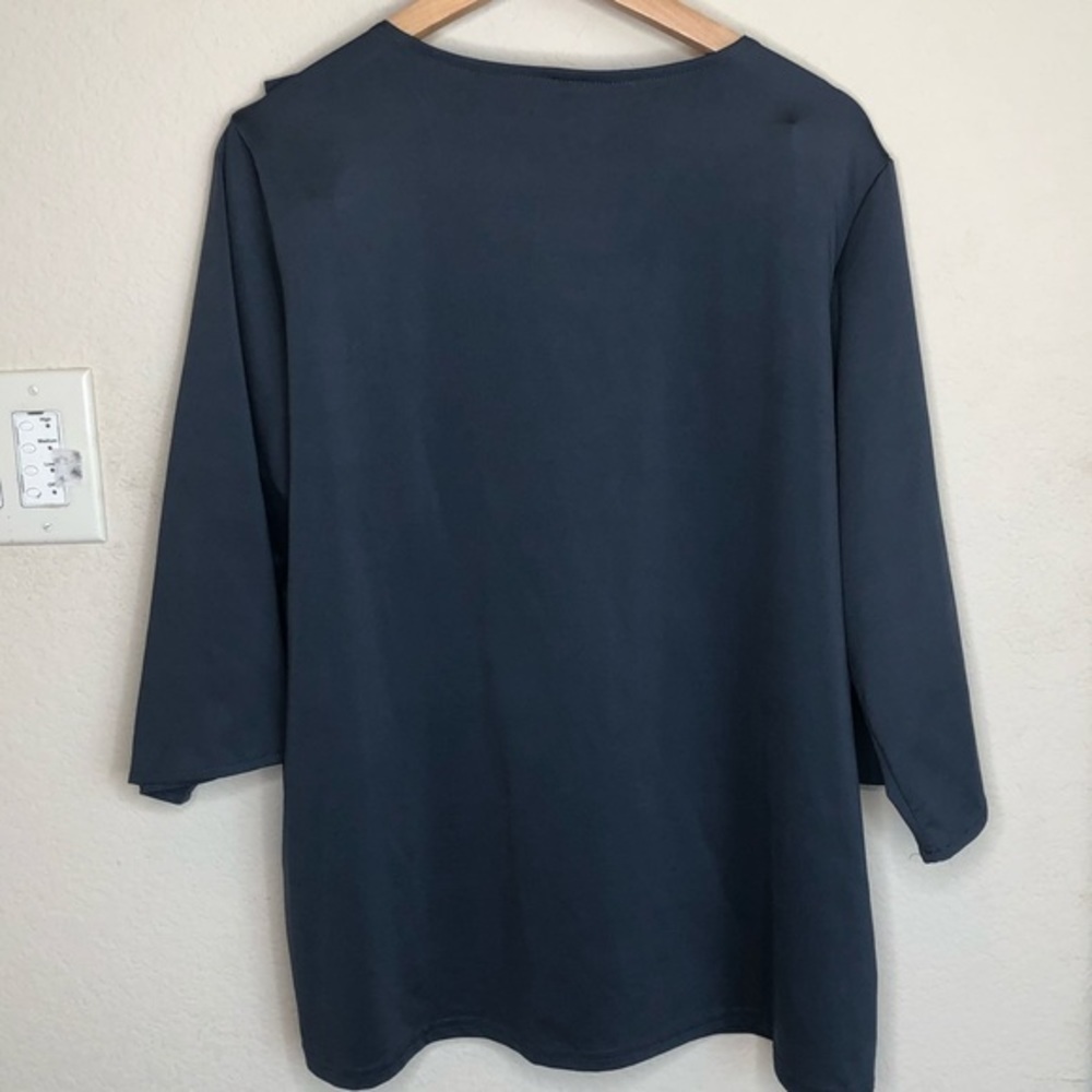 eShe Gray Ruffle 3/4 Sleeve Top - Picture 5 of 6